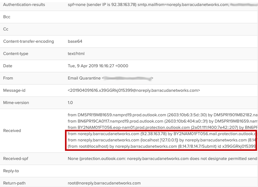 Well-crafted header data spoofing Barracuda