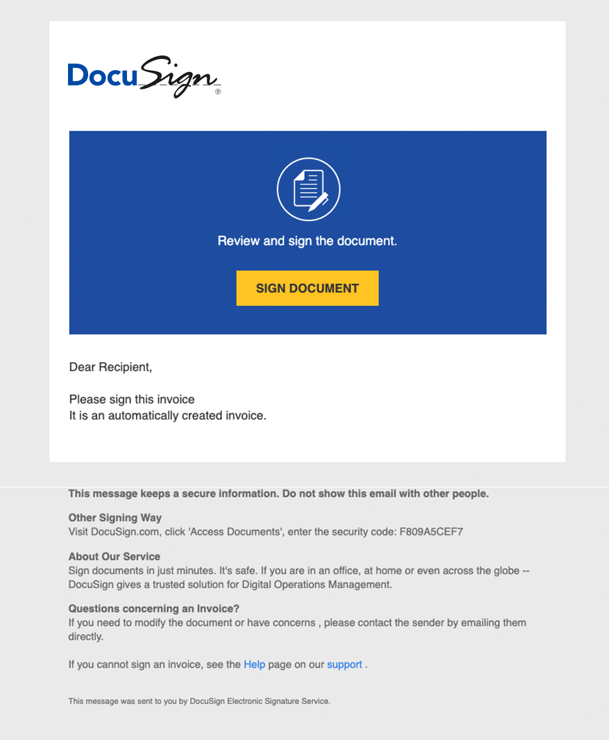 docusign phishing email example