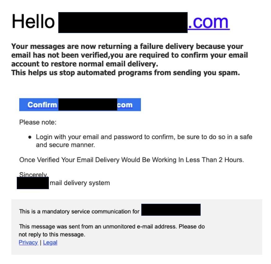 microsoft phishing email example