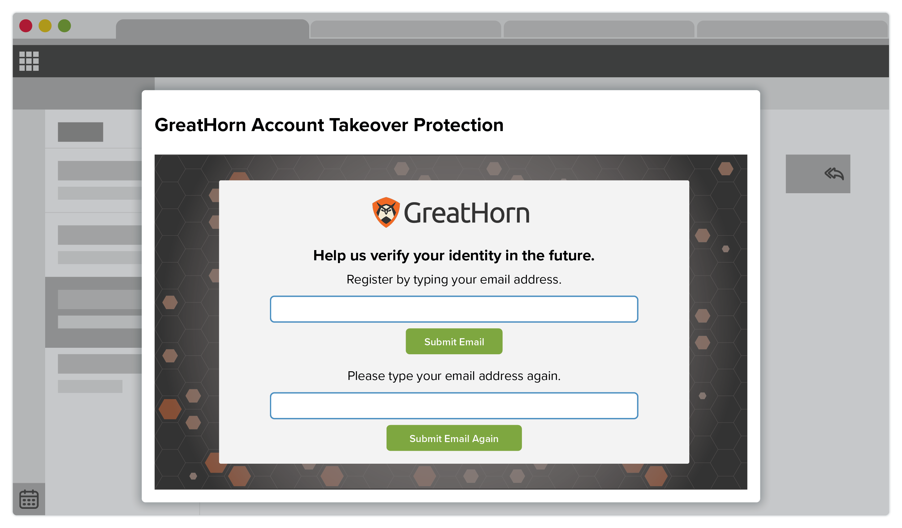Account Takeover Verification screen
