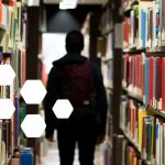 silhouette of person in library