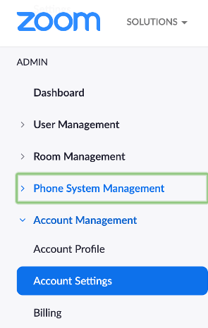 Zoom Account Management menu