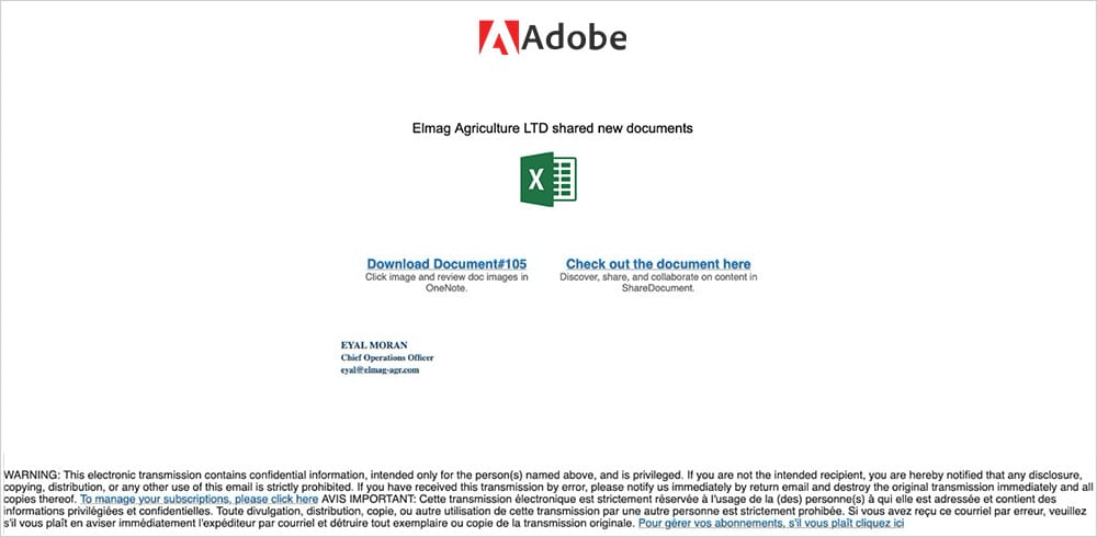 adobe impersonation scam email