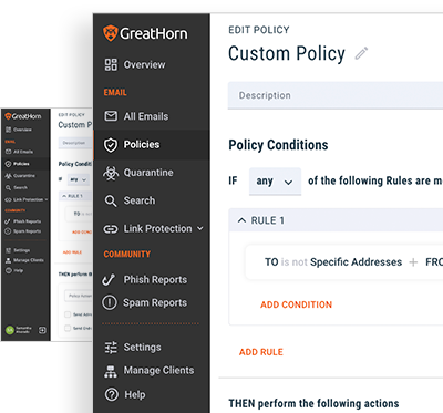 Custom Policy screen