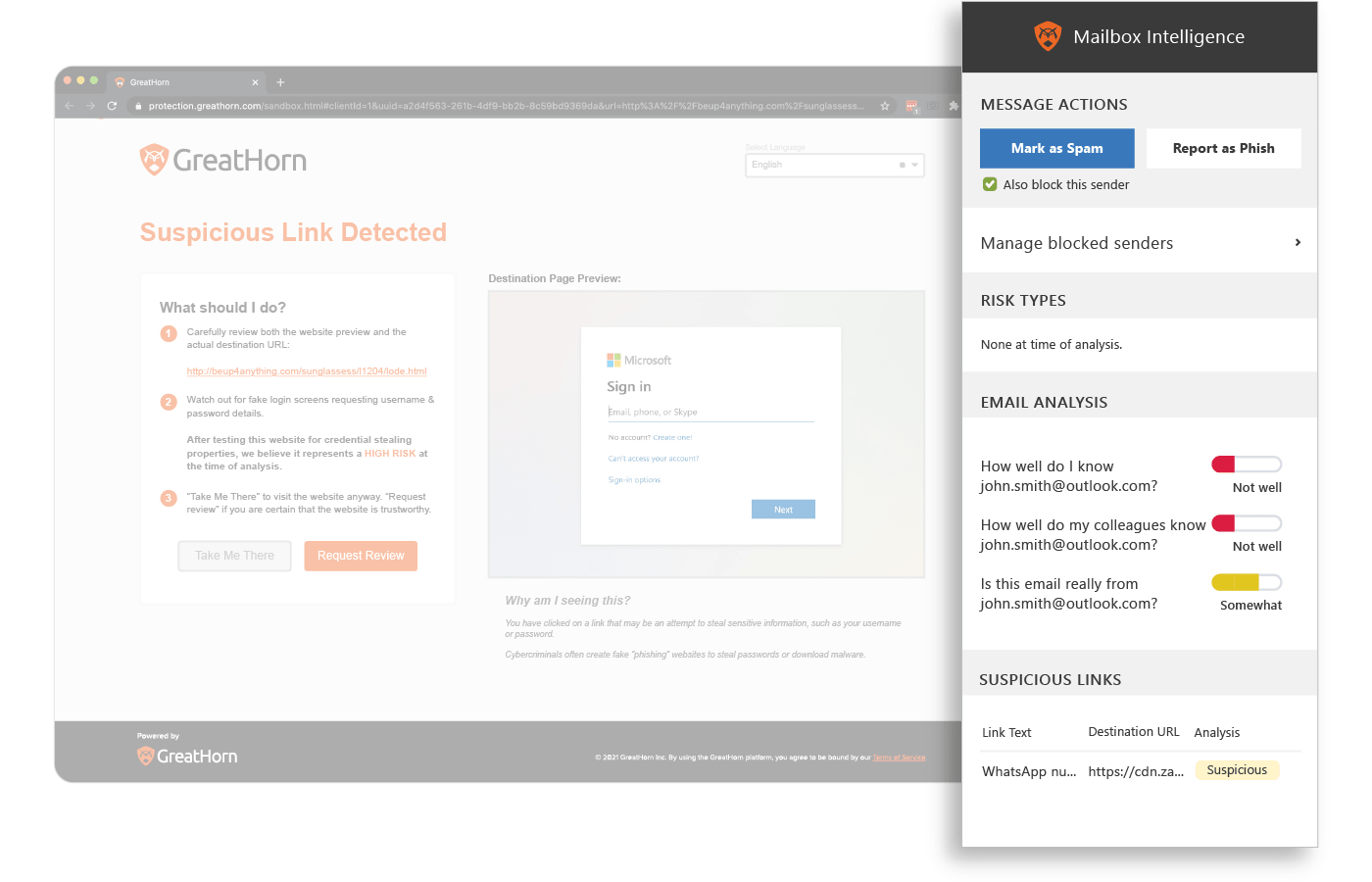 microsoft 365 mailbox intelligence warning pages