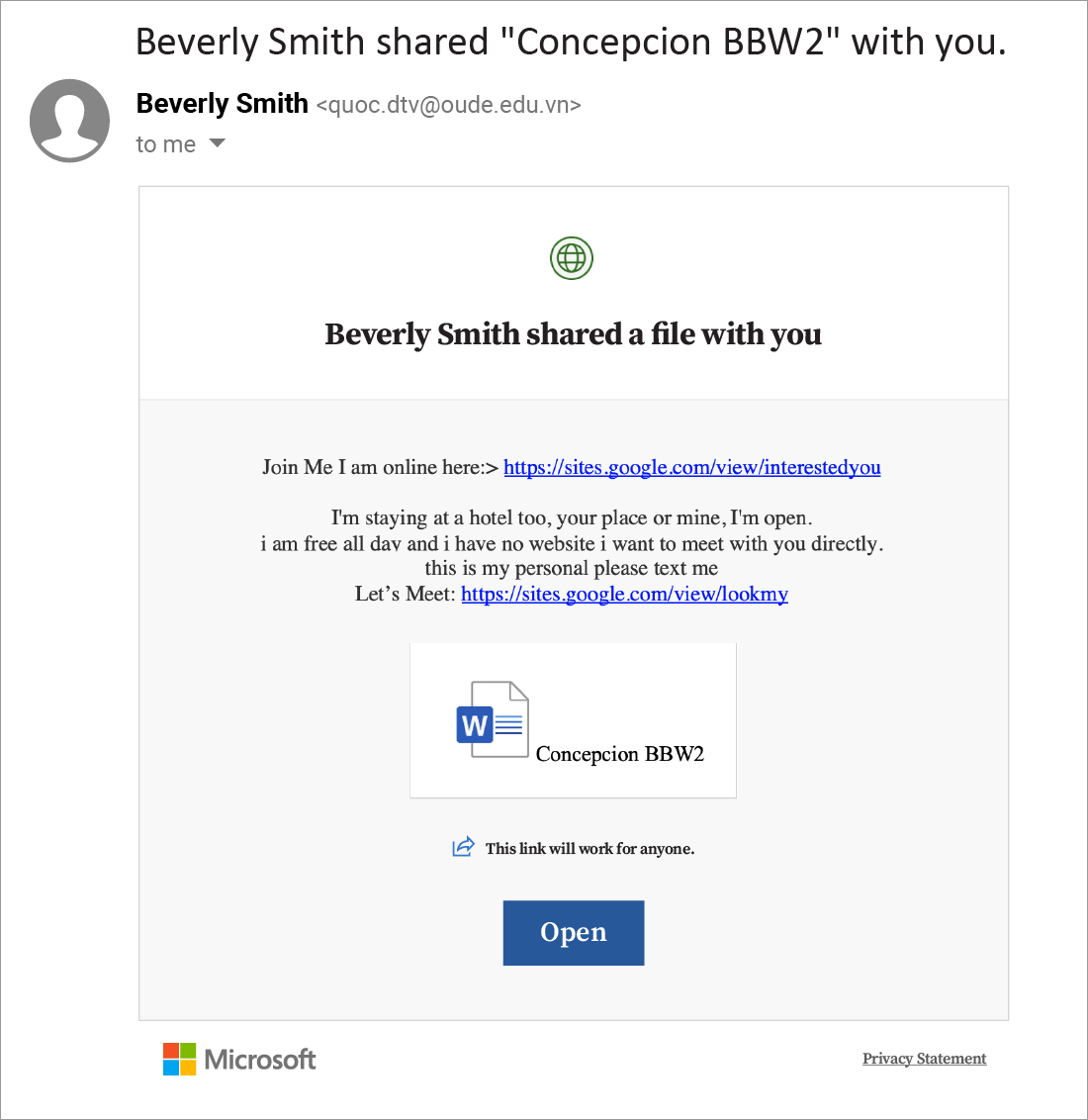 dynamic phishing email example 1